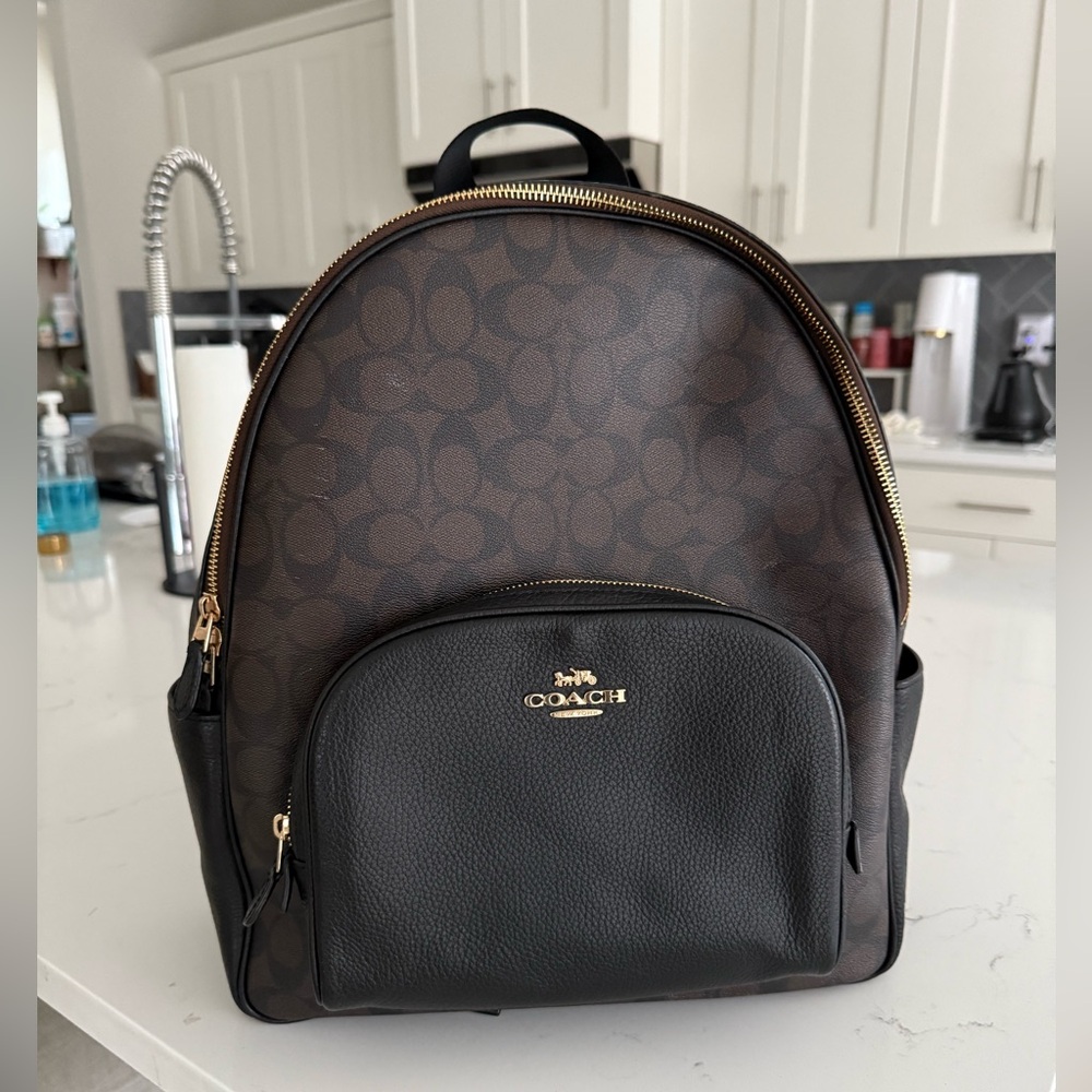 Coach Couch Backpack Large - brown monogramam with black accents